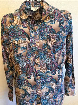 🐂🐂🐂BOGOHO🐂🐂🐂Ariat Tan Paisley Print Pearl Snap LS Shirt-Large thumbnail 2
