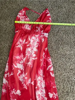Amazon Red Floral V-Neck Maxi Dress thumbnail 5