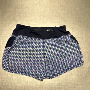Athleta Vivid Ready Set‎ Go Blue Geometric Print Athletic Running Shorts Size Xs thumbnail 5