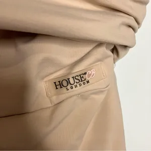 House of CB London tan bike shorts‎ ruched waist size medium casual compression thumbnail 3