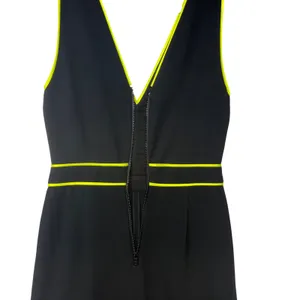 Alice + Olivia Black Neon Yellow‎ Piping V-Neck Sleeveless Jumpsuit Size 4 thumbnail 11
