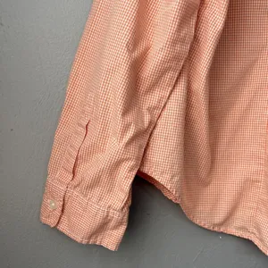 Old Navy Button Up Shirt Size XL Orange Gingham Cotton Preppy Business Casual thumbnail 5