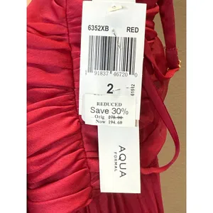 AQUA Formal Gown Womens 2 Red Pleated Ruched Sweetheart Maxi Dress Evening thumbnail 7