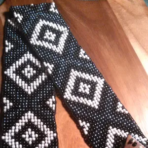 Southwestern Handcrafted Seed Bead Belt With Wooden Buckle thumbnail 1