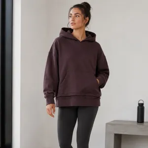 Lululemon Size 12 Warm Down Hoodie Sweatshirt Pelt Burgundy Light Terry Athletic thumbnail 12