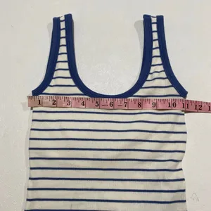 Abercrombie & Fitch XS Striped Ribbed Tank Top Blue White Coastal thumbnail 5