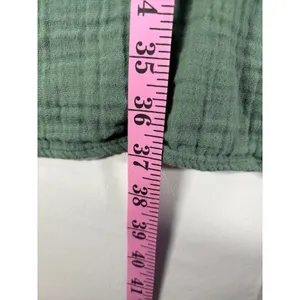 Old Navy Sage Green Gauze Babydoll Mini Dress XL V-Neck Short Sleeve Pockets thumbnail 8