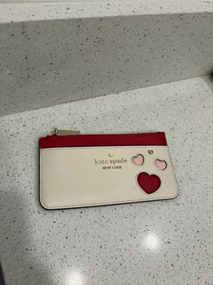 Kate Spade Women’s Wallet Sweet Heart Wallet Cardholder Pink Red Hearts EUC thumbnail 4