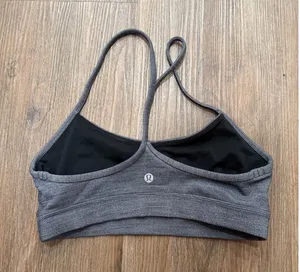 Lululemon Flow Y Bra‎ Heathered Charcoal Gray Strappy Sports Bra Size 8 thumbnail 1