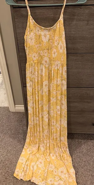 SO Yellow Floral Smocked Maxi Dress thumbnail 1