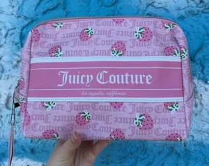 Juicy Couture Pink Strawberry Makeup Bag Y2K Cosmetic Pouch NWT thumbnail 1