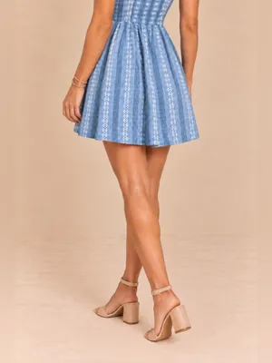 Peyton & Parker Chambray Floral Embroidered Flutter Sleeve Mini Dress Small thumbnail 7