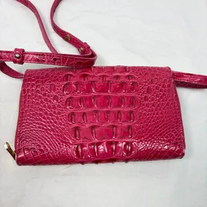 Brahmin Phlox Pink Minuette crocodile crossbody purse mild wear. flap zip pocket thumbnail 8