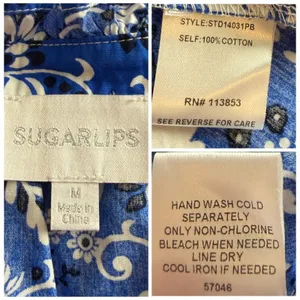 Sugarlips Lulu Dixie Dress Mini Shift Blue Floral Cotton Women’s Size Medium thumbnail 11