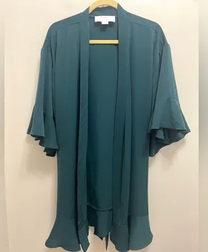 Birdy Grey Robe Dress Ruffle Detail Waist Tie Emerald Green Size M / L thumbnail 4