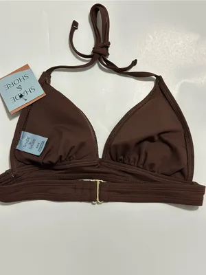 Shade & Shore Brown Ribbed Halter Bikini Top thumbnail 4