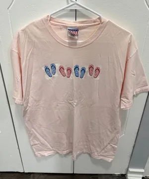 Vintage Pink Flip Flops Short Sleeve Shirt thumbnail 1