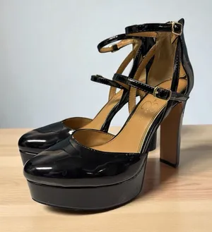 Jessica‎ Simpson Platform Chunky Heel Shoe Double Ankle Straps Black Women's 7 thumbnail 1