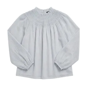 Ann Taylor Light Grey Smock Swiss Dot Top Blouse Size Medium thumbnail 8