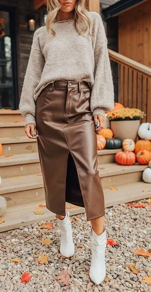 Impressions Black Leather Skirt thumbnail 1