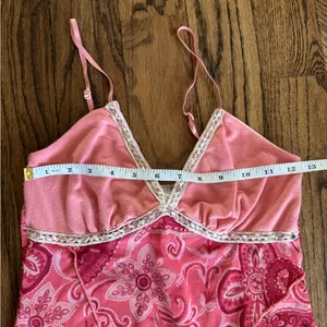 Y2K Vintage Maurice’s Cami Tank Top Asymmetrical Pink Rhinestone Small Paisley thumbnail 4