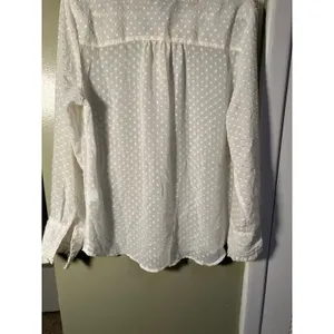 Banana Republic Women's Sz Medium Long Sleeve Drapey Blouse Snow Day White Sheer thumbnail 11