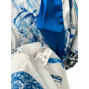 ASilk Japan 100% Pure Silk Japanese Short Robe Sleepwear Flowers Vases Luxury thumbnail 9