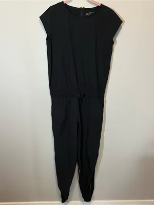 Albion Fit Black‎ Jogger Jumpsuit Travel Lounge Athleisure Pockets Small thumbnail 2