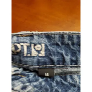 APT 9 Kohls Distressed Blue Jean Mini Skirt Denim Raw Edges Size 16 thumbnail 7