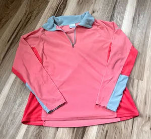 Columbia women’s Pink and Gray Quarter-Zip Sweatshirt size XL thumbnail 1
