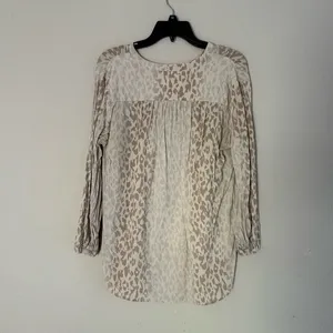 Johnny Was Calme Post Yoga Pullover Blouse BOHO Cream Cheetah Stripe Sz Small thumbnail 7