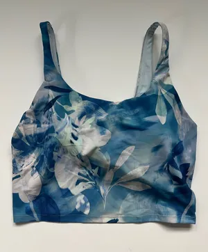 Old Navy Light Blue Floral Active Powersoft Top with Light Chest Support Go-Dry thumbnail 1