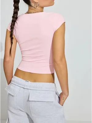 Garage Portia Square Neckline T Shirt Light Pink thumbnail 2
