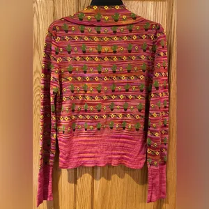 ZARA Cactus Flower Jacquard Knit Lightweight Cardigan‎ Sweater Jacket Size Small thumbnail 14