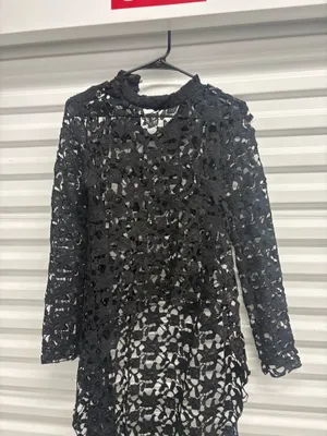 Pretty Garden Womens Black Lace Sheer Layered Round Neck Long Sleeve Midi S thumbnail 7