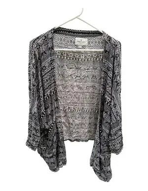 American Eagle Black and White Boho Kimono // Size M thumbnail 1