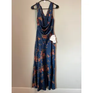 New Azalie Florivel Floral Maxi Dress Navy Vintage Size 2 thumbnail 4