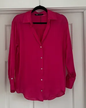 Zara button down satin shirt thumbnail 1