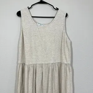 Vintage Timbuktu Station Womens L Midi Dress Oatmeal Linen Blend Knit Lagenlook thumbnail 3
