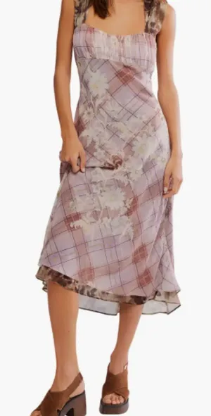 Free People Morning Dew Midi Dress Mixed Media Flowy Floral Size Medium NWT NEW thumbnail 1