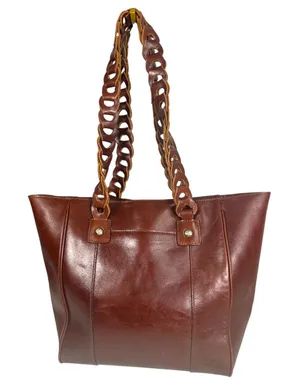 Patricia Nash Ivy Chain Link Vegetable Tanned British Tan Leather Bag Purse thumbnail 1