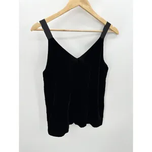 J.Crew Top Women XXS Black Drapey Velvet V-Neck Sleeveless Camisole‎ thumbnail 2