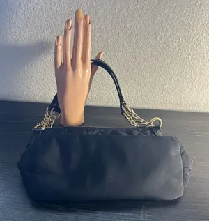 Talbots Chic Black Mini Shoulder Bag with Gold Chain Handle thumbnail 1