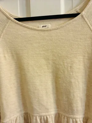 Women’s Aerie Brand Cream Peplum Pullover Top Size Medium Oversized thumbnail 3