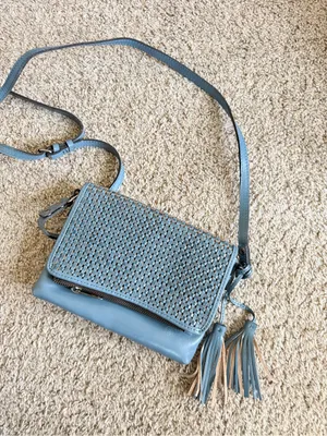 Patricia Nash Corfu Woven Crossbody in Dusty Blue thumbnail 4