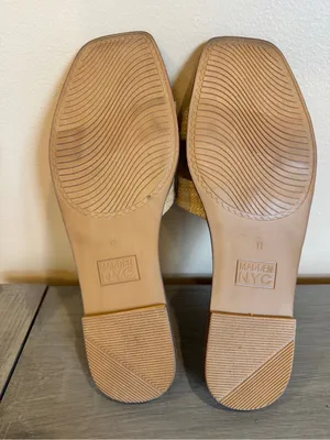 Woven Slide Sandals in Natural Straw madden size 11 rafia beige flat thumbnail 7