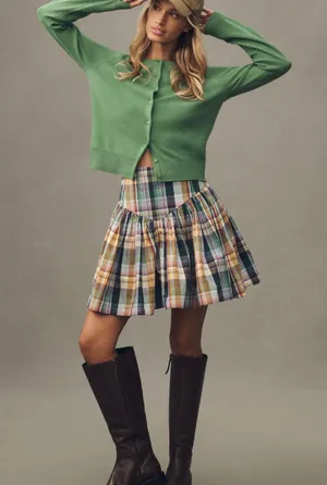 Maeve Anthropologie Plaid Mini Skirt Size M Preppy Y2K Cottagecore thumbnail 1