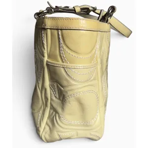 Coach Gallery Signature C Stitched Patent Leather Tote Butter Yellow Bag thumbnail 6
