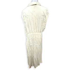 Halogen Midi Wrap Dress Notch Lapel Sleeveless Elastic Waistband Cream W 1X NWT thumbnail 5