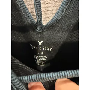 American Eagle Women Tank Top Small Teal Soft & Sexy Rib Strappy Ladder Back thumbnail 3